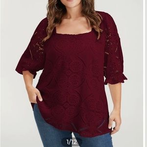Bloomchic 5x Square neck crotchet blouse
